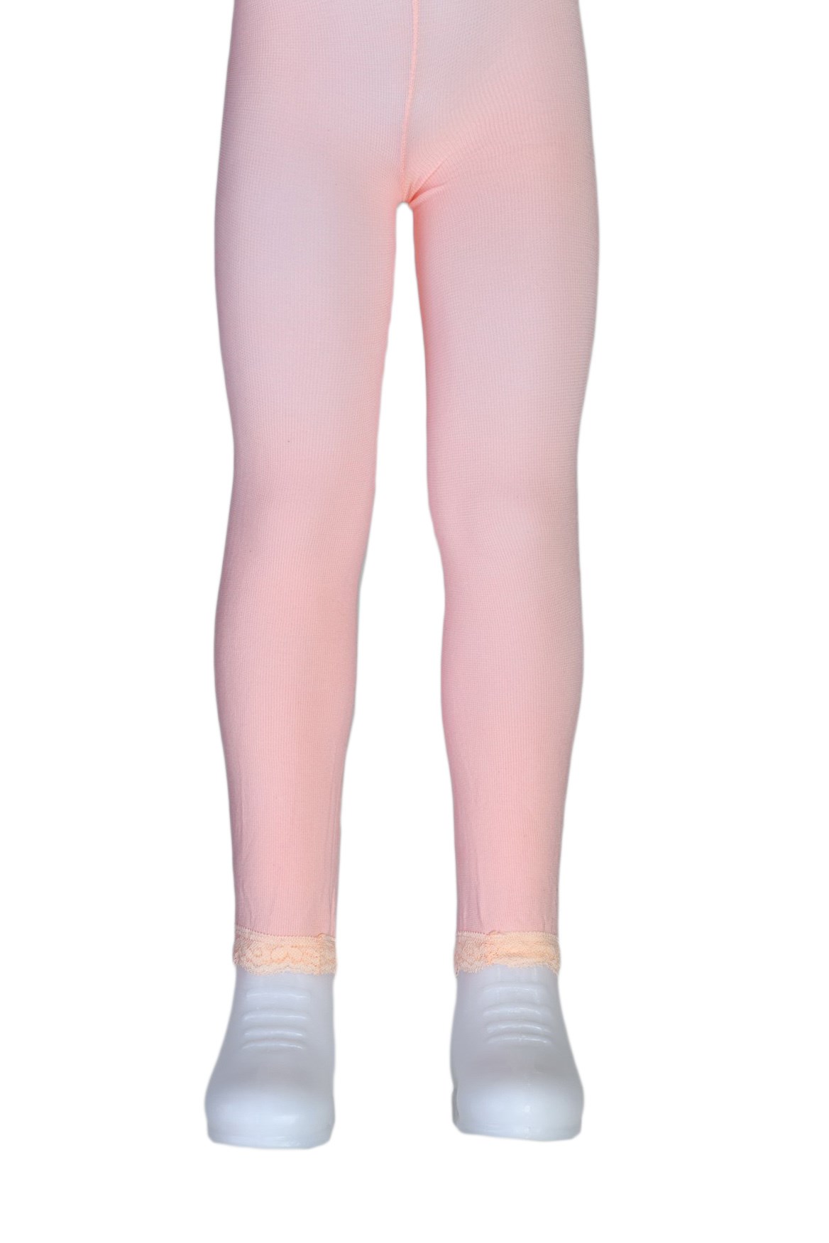 Kız Çocuk Bileği Dantelli Cotton Tayt - Somon