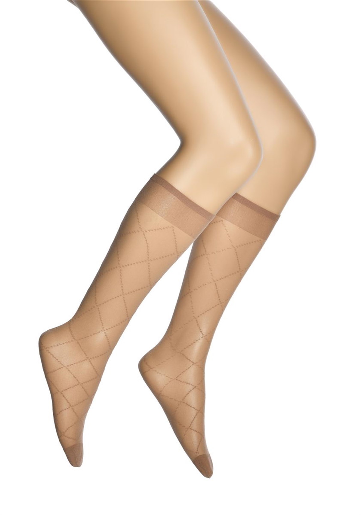 Baklava Desenli 20 Denye Dizaltı Kadın Çorap