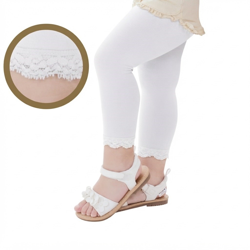 Bebek Bileği Dantelli Cotton Tayt Çorap - Beyaz