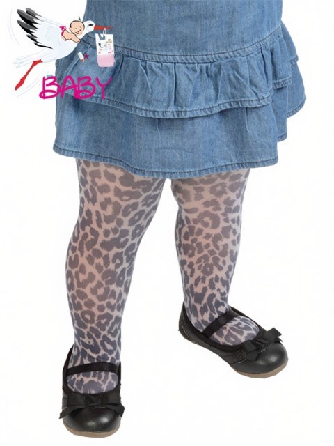 Bebek Leopar Baskı Desenli Külotlu Çorap