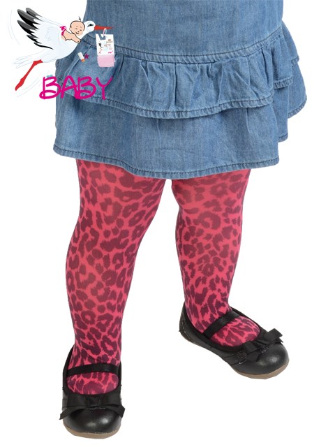 Bebek Leopar Baskı Desenli Külotlu Çorap