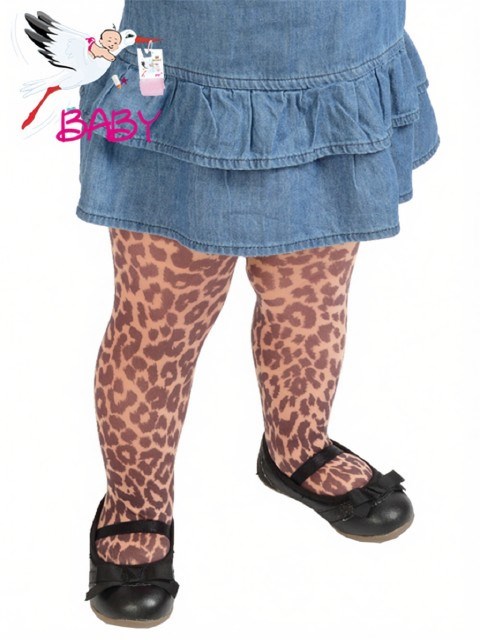 Bebek Leopar Baskı Desenli Külotlu Çorap