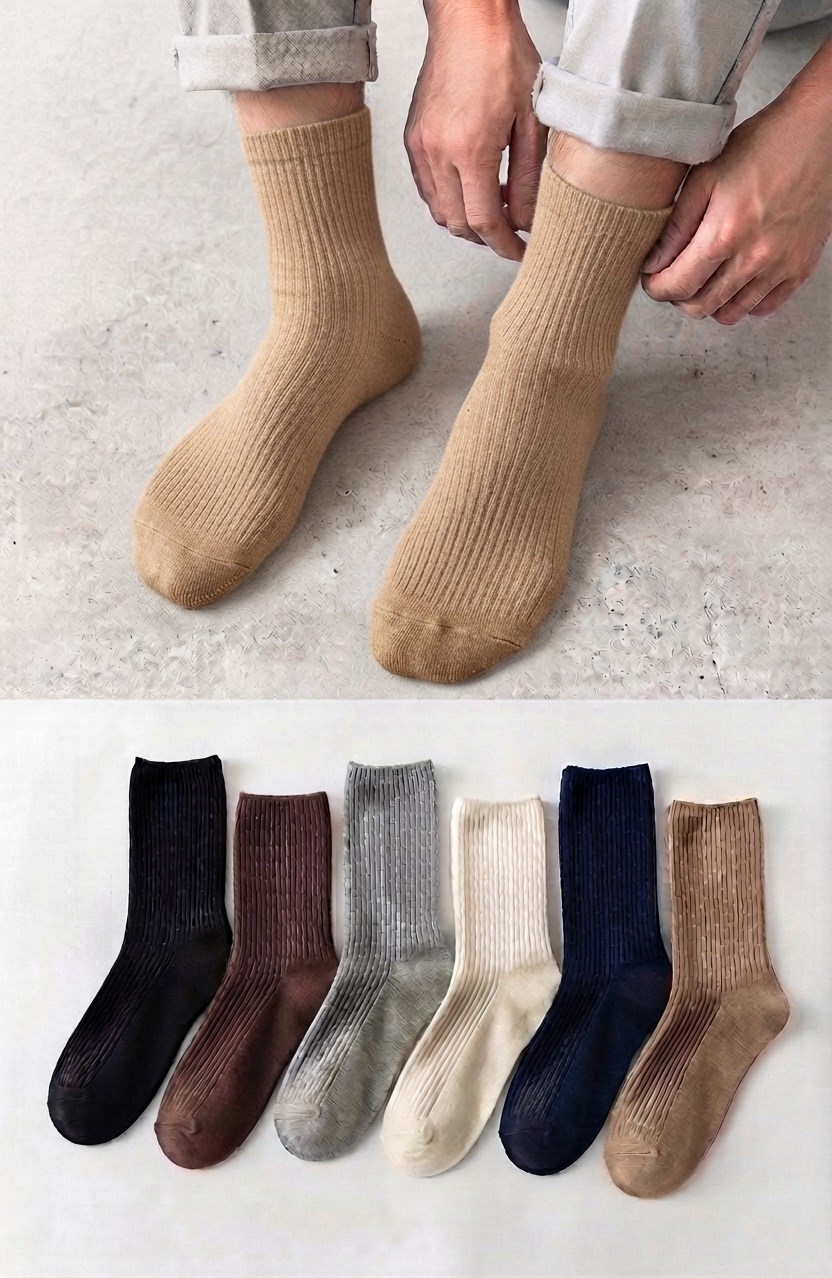 Erkek Naturel Fiber Rahat Esnek Konforlu Çorap - Bej