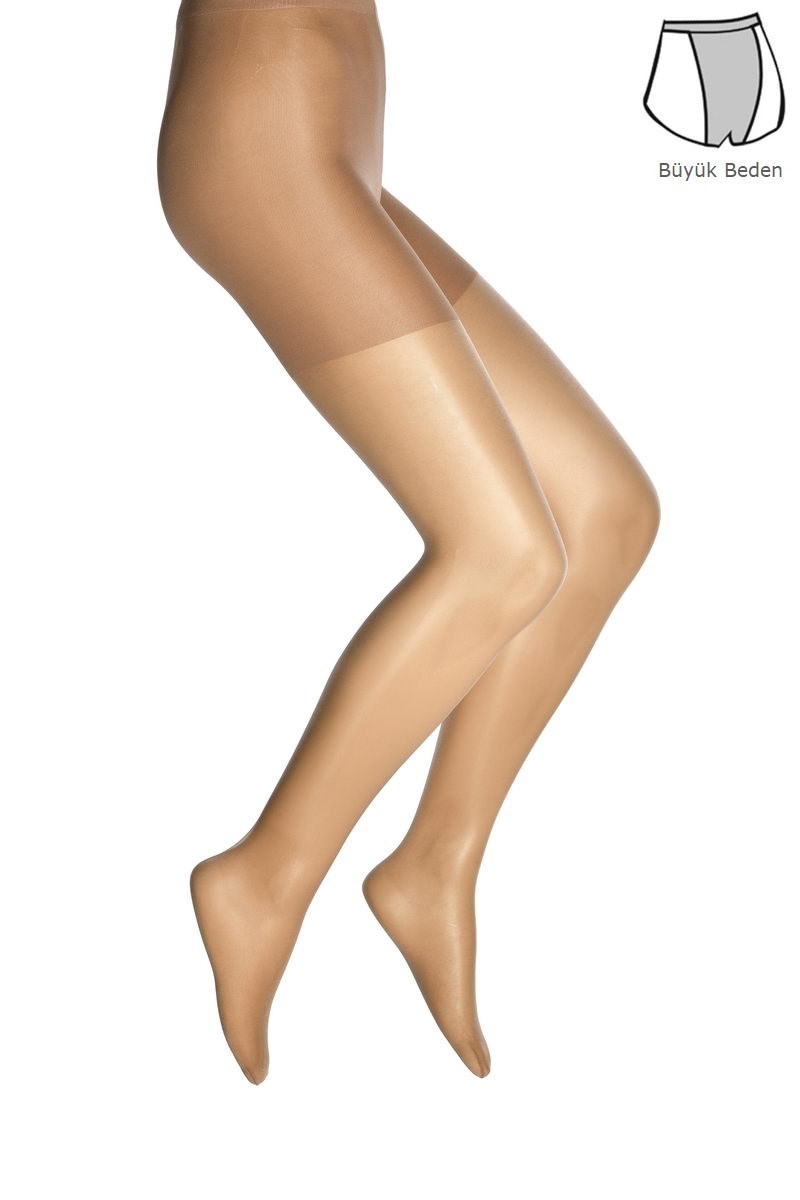Kadın Büyük Beden Burnu Şeffaf Fit 15 Külotlu Çorap - Bronz