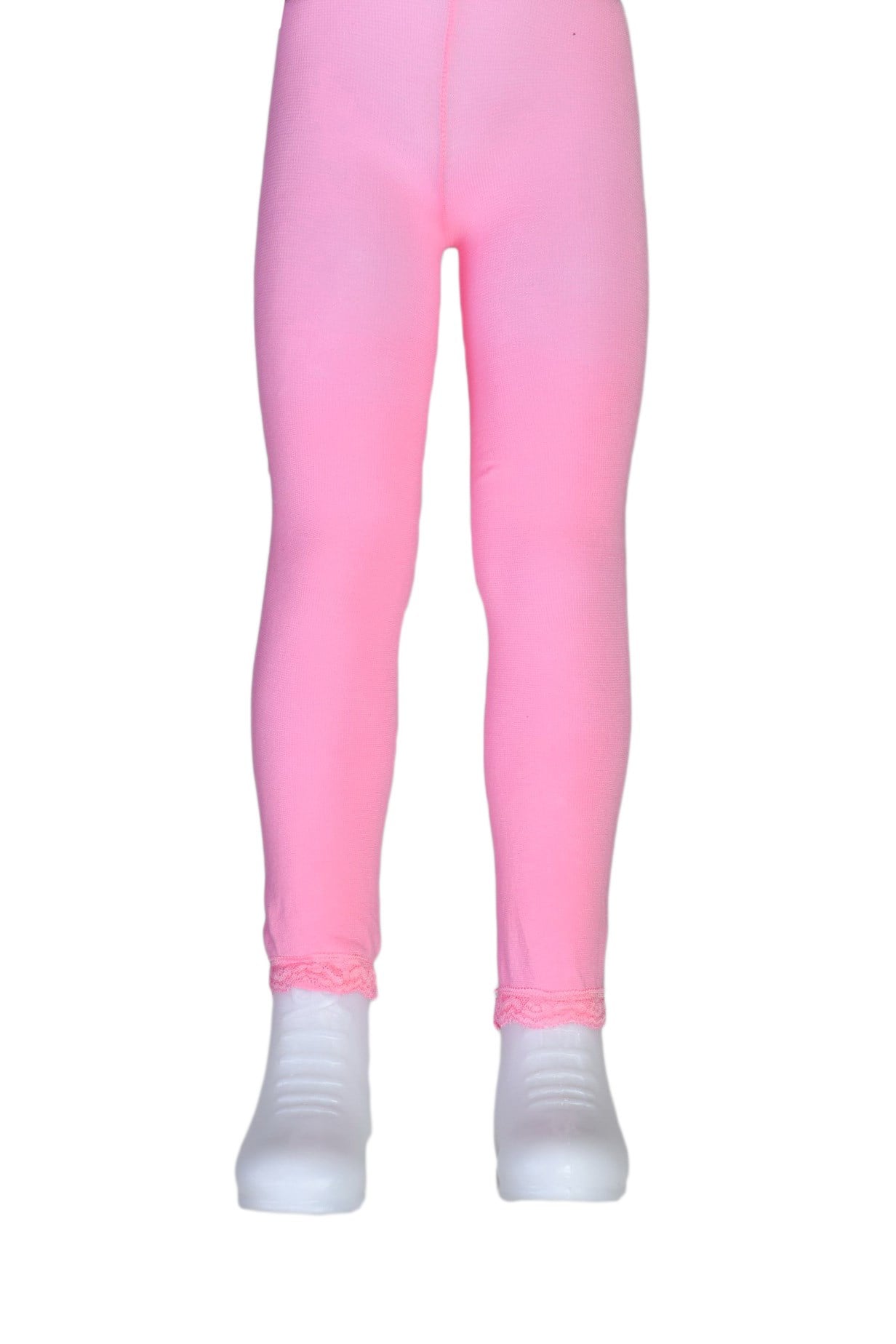 Kız Çocuk Bileği Dantelli Cotton Tayt - Fuşya