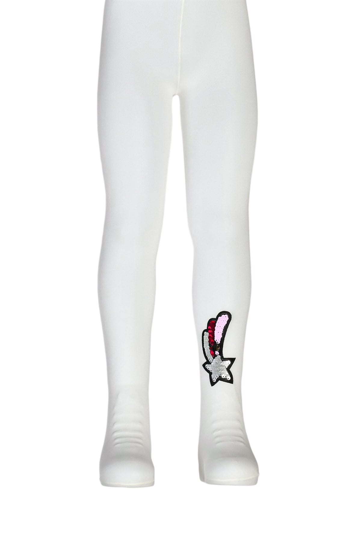 Pullu Aksesuar Desenli Mikro 50 Çocuk Külotlu Çorap_D2