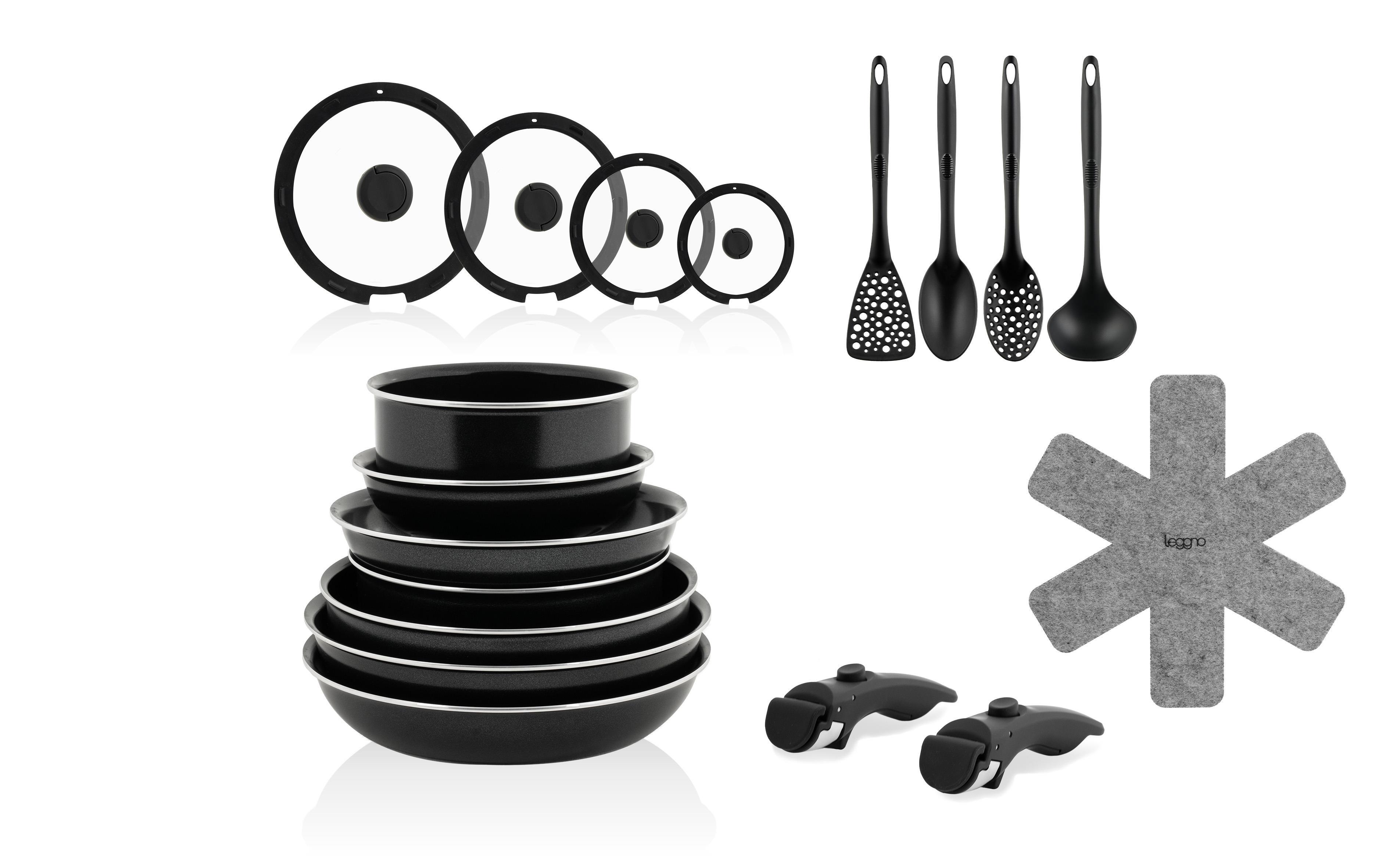 Leggno All-In-One Diamond Pro Seramik Tencere ve Mutfak Seti 23 Parça Siyah