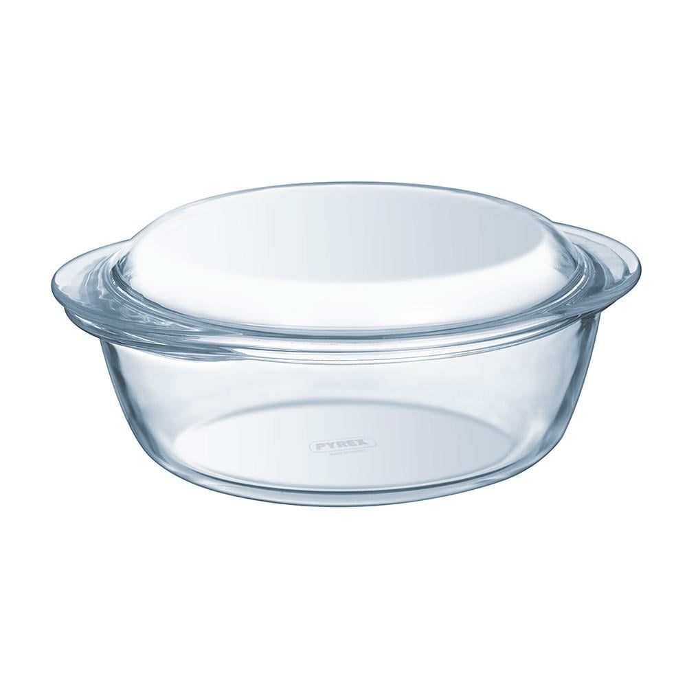 Pyrex Yuvarlak Kapaklı Cam Fırın Kabı 1.3 L