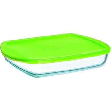 Pyrex Dikdörtgen Kapaklı Cam Saklama Kabı Yeşil 1.6 L
