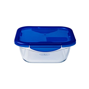 Pyrex Kare Kapaklı Saklama Kabı 1.9 L Mavi