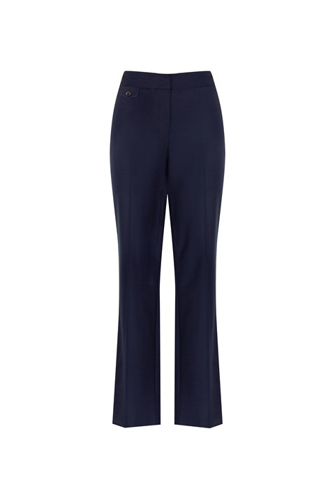 Wool Blend Button Detailed Trousers Navy