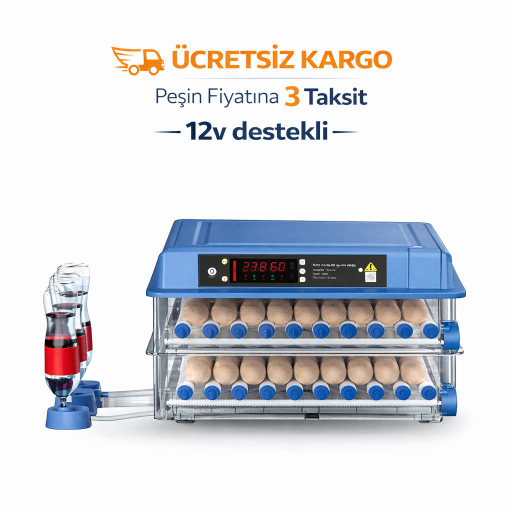 BEREN 176 Yumurtalık 12 Volt Destekli5 Hazır Programlı Otomatik Nemlendirmeli Kuluçka Makinesi 