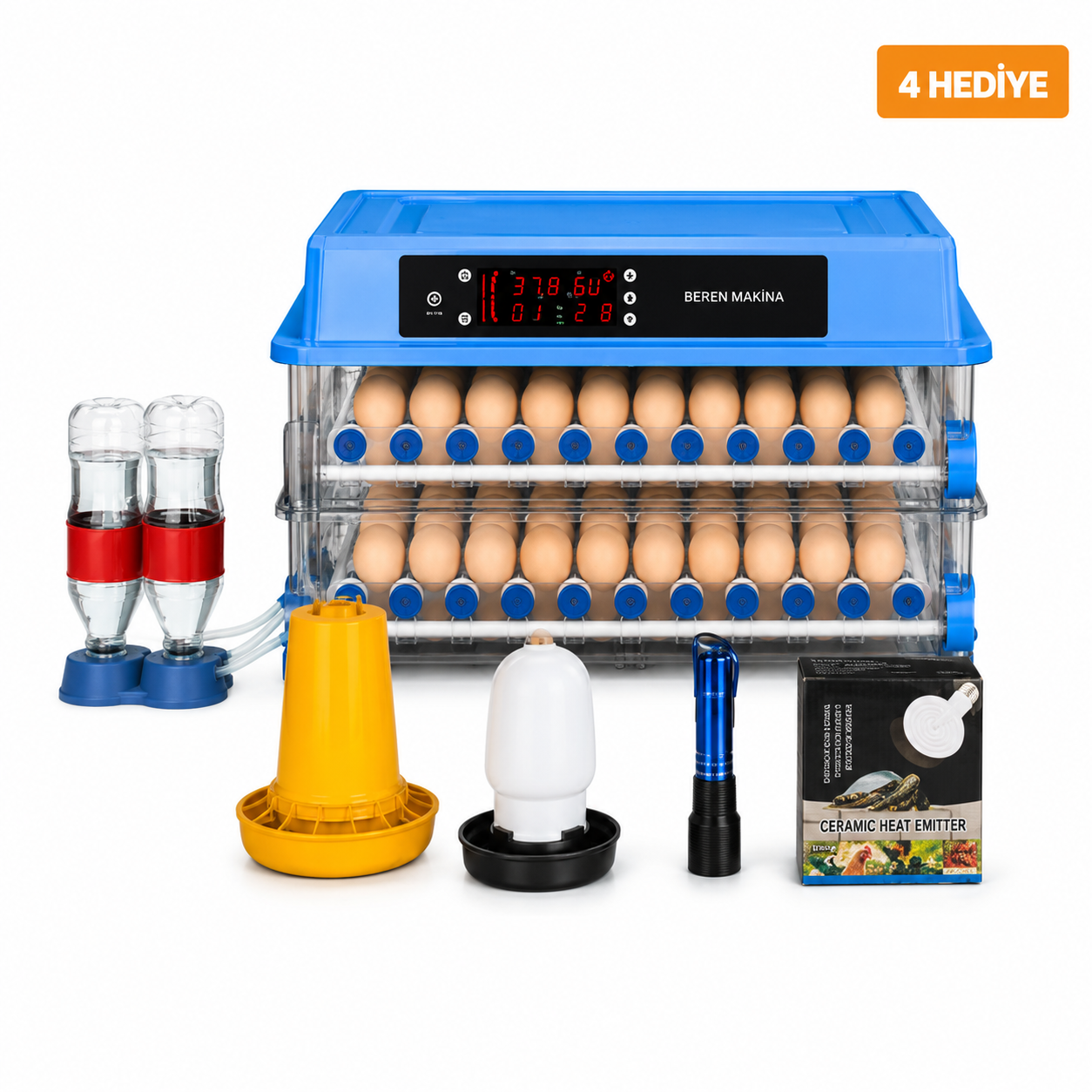Beren Makine 176 Yumurtalık Tam Otomatik Kuluçka Makinesi – Çift Katlı, Çift Fanlı, 5 Programlı