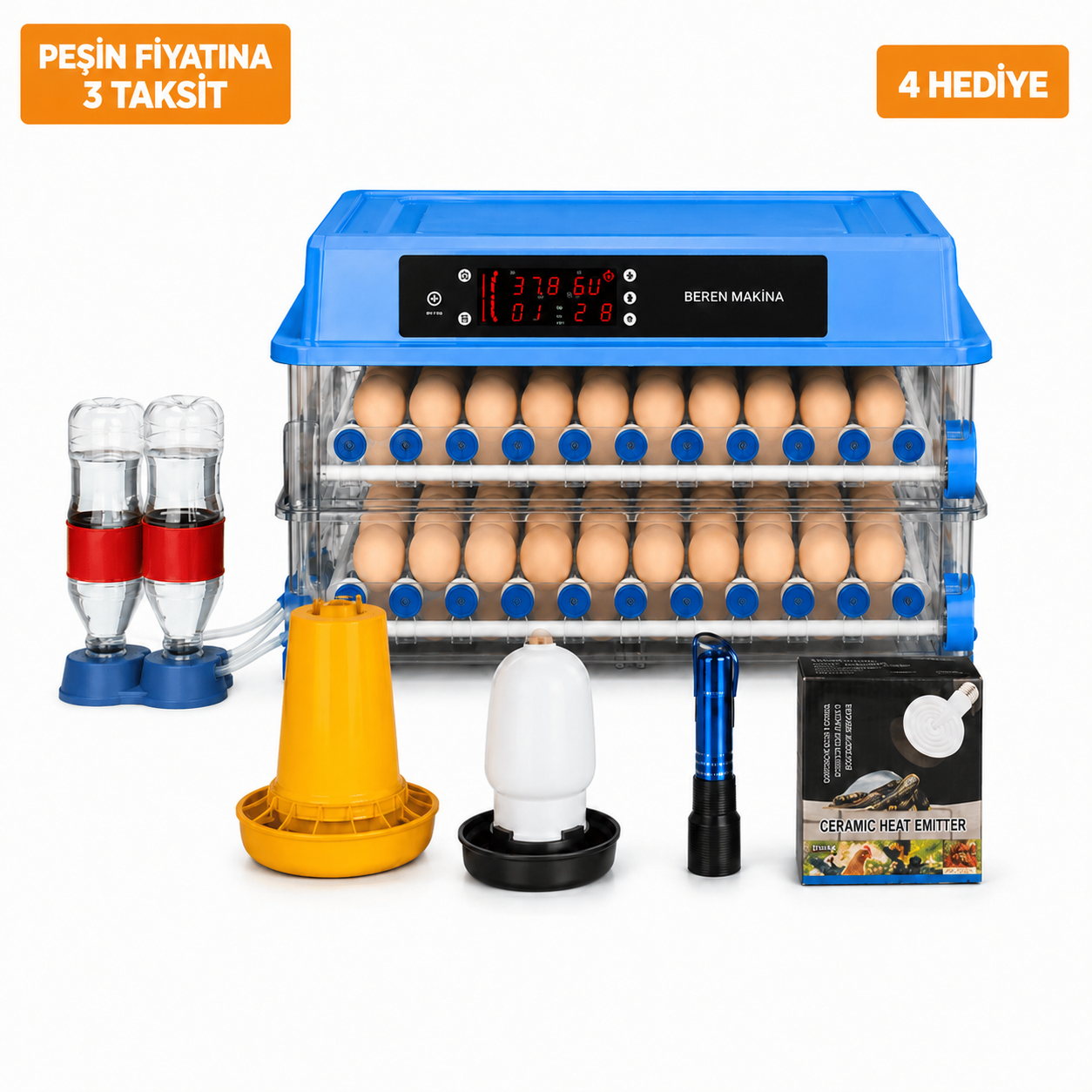 Beren Makine 176 Yumurtalık Tam Otomatik Kuluçka Makinesi – Çift Katlı, Çift Fanlı, 5 Programlı