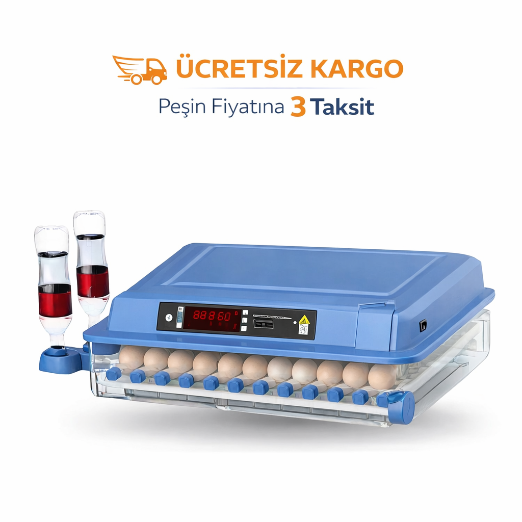 BEREN  88 Yumurtalık 12 Volt Destekli5 Hazır Programlı Otomatik Nemlendirmeli Kuluçka Makinesi 