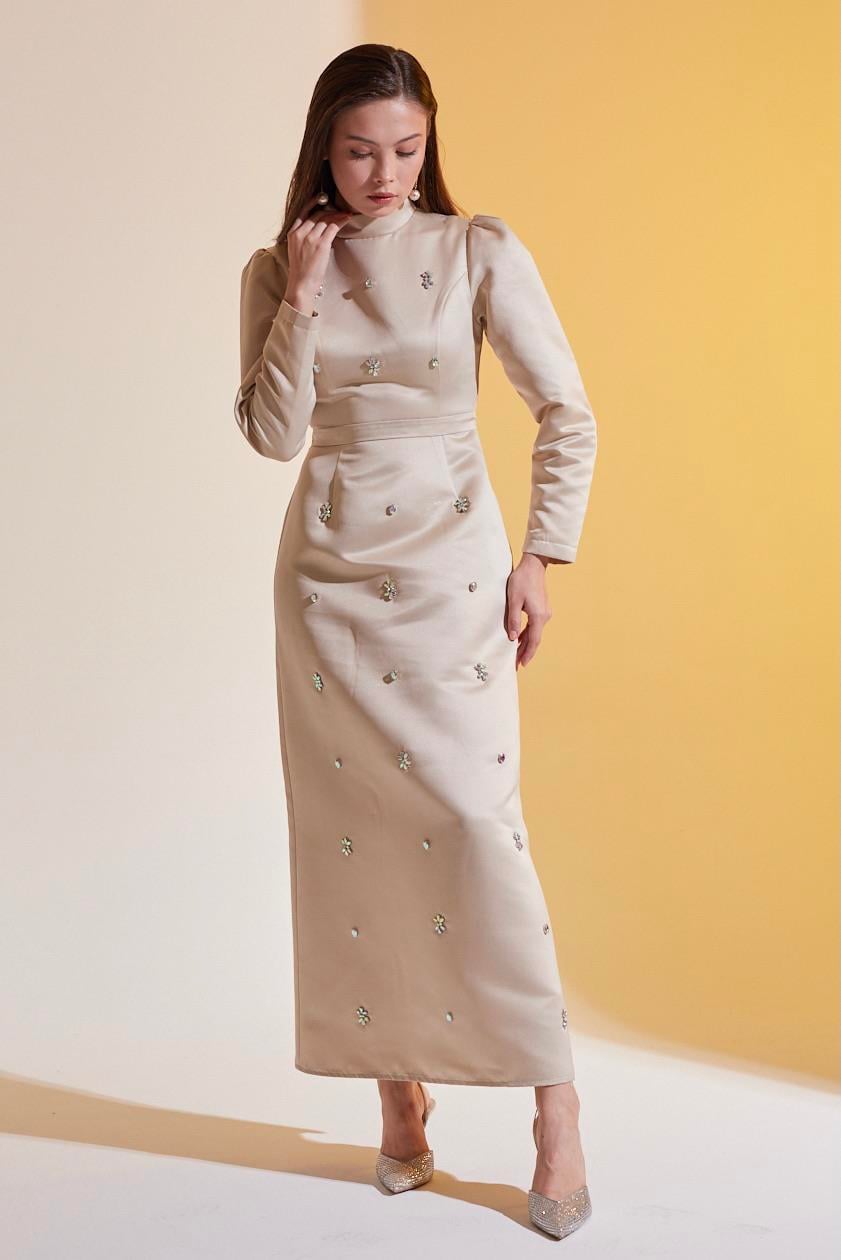 Candela Exclusive Elbise Bej