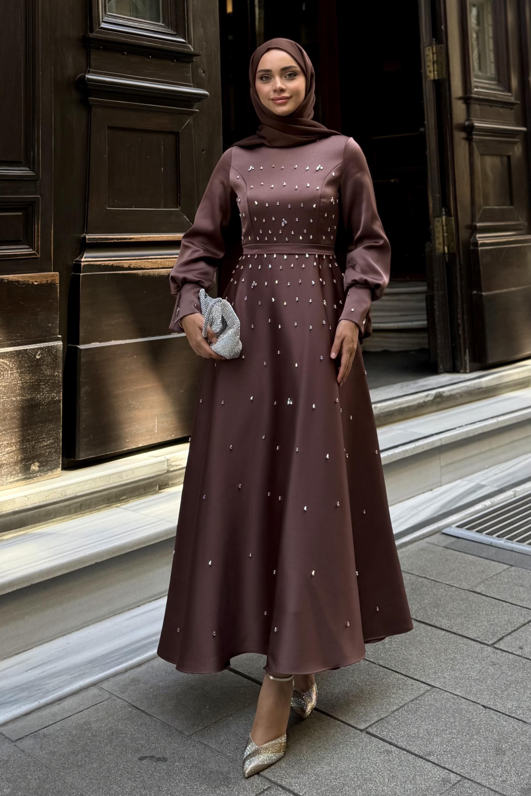 Carmen Exclusive Kahverengi Abiye
