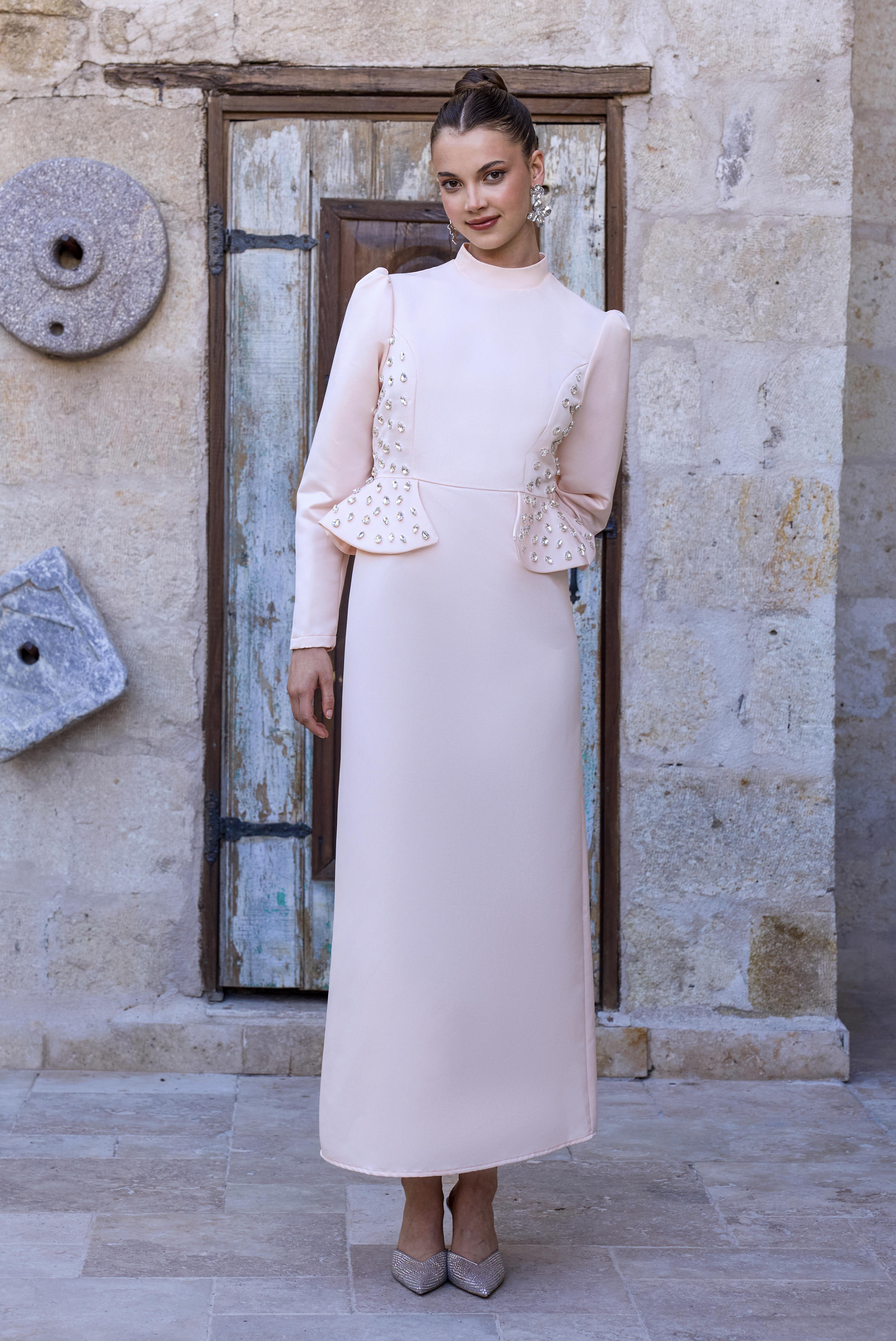 Eliana Exclusive Elbise Pudra