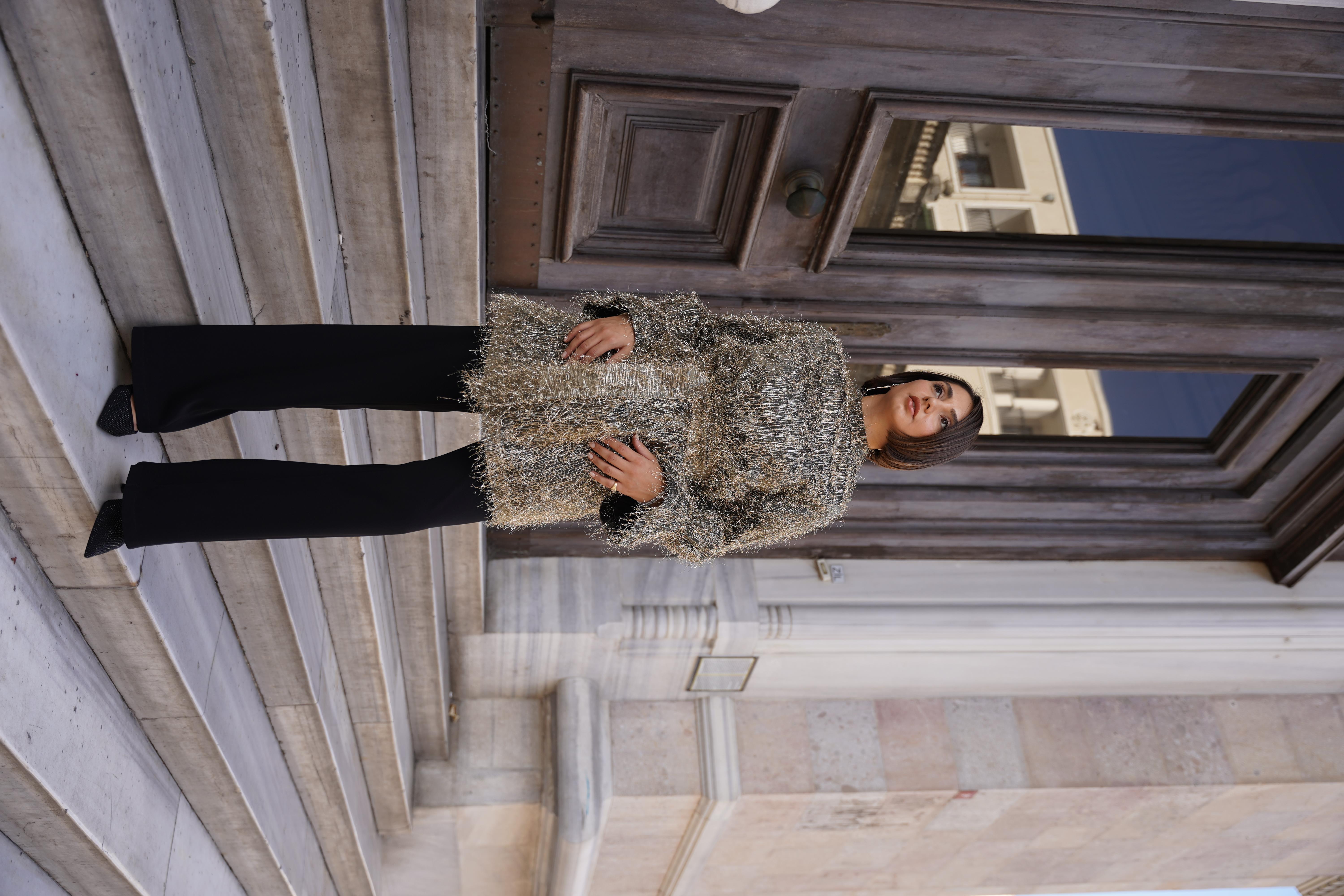 Sim İp Dokulu Limited Edition Tunik Gold