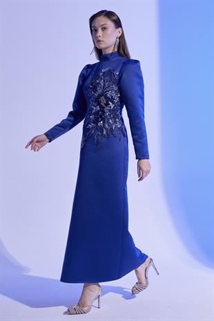 Allaire Exclusive Elbise Lacivert