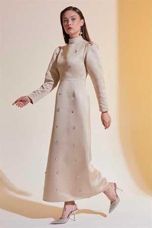 Candela Exclusive Elbise Bej