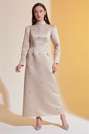Candela Exclusive Elbise Bej