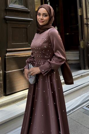 Carmen Exclusive Kahverengi Abiye