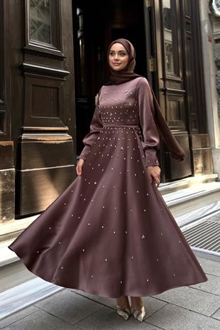 Carmen Exclusive Kahverengi Abiye