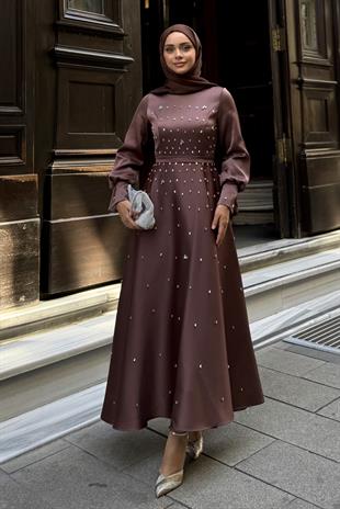 Carmen Exclusive Kahverengi Abiye