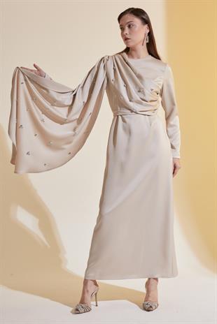 Delmer Exclusive Elbise Bej