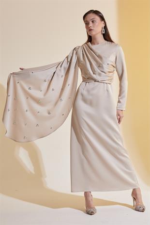 Delmer Exclusive Elbise Bej