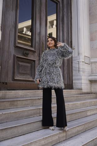 Sim İp Dokulu Limited Edition Tunik Gümüş