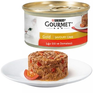 Gourmet Gold Savoury Cake Etli Domatesli Yetişkin Kedi Konservesi 85 gr