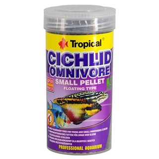 Tropical Cichlid Omnivore Small Pellet Karışık Beslenen Cichlid Balıkları İçin Pellet Balık Yemi 250 Ml 90 Gr