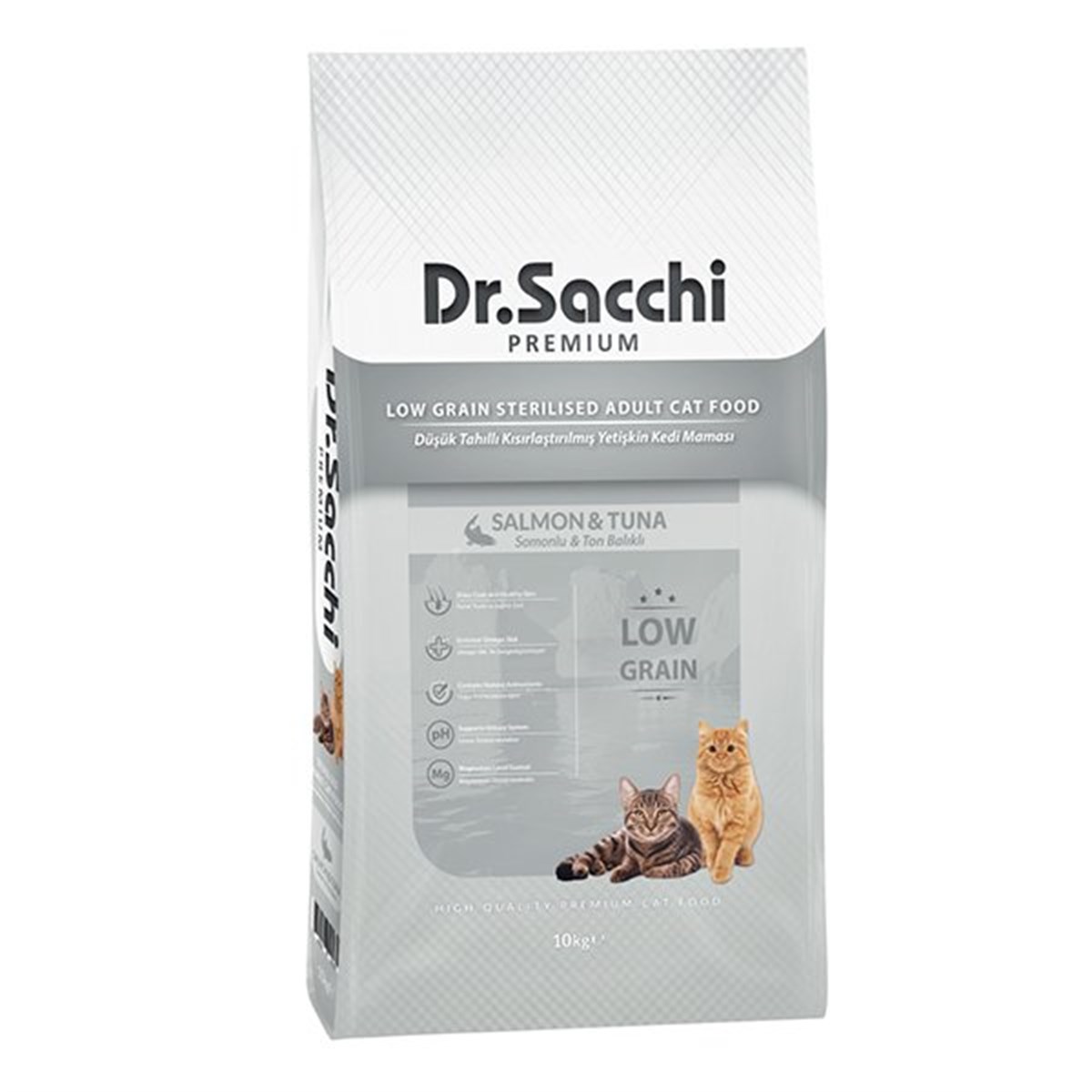 Dr.Sacchi Premium Düşük Tahıllı Somonlu ve Ton Balıklı Kısırlaştırılmış  Kedi Maması 10 Kg, Alışverişin Adresi'nde | Shopiglo
