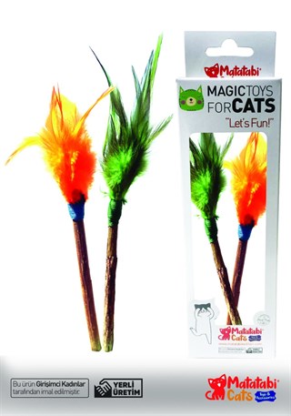 Matatabi Cats Tüylü Çubuk Kedi Oyuncagı 2'Li 18 Cm