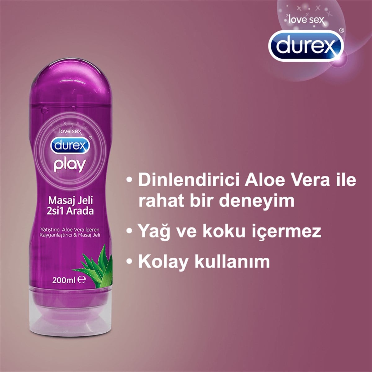 DUREX PLAY 2IN1 MASAJ JELİ VE KAYGANLAŞTIRICI ALOE VERA 200 ML