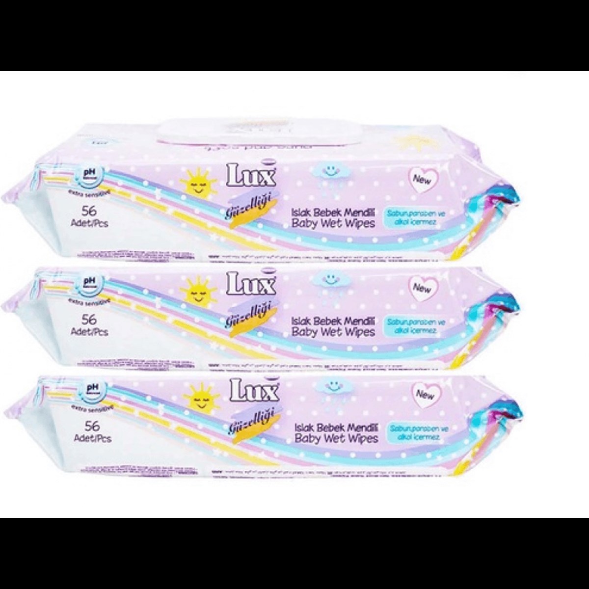 LUX ISLAK MENDİL BEBE 56 ADET 3LÜ