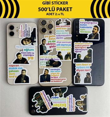 Sticker Gibi 500 Adet Karışık Paket