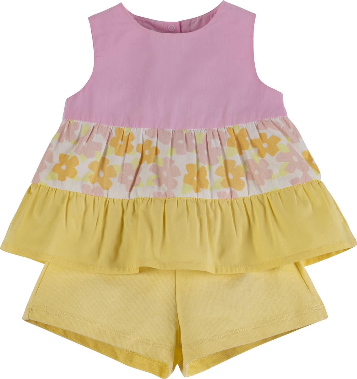 Oranj Çiçek Baaskılı Şortlu Takım 16300