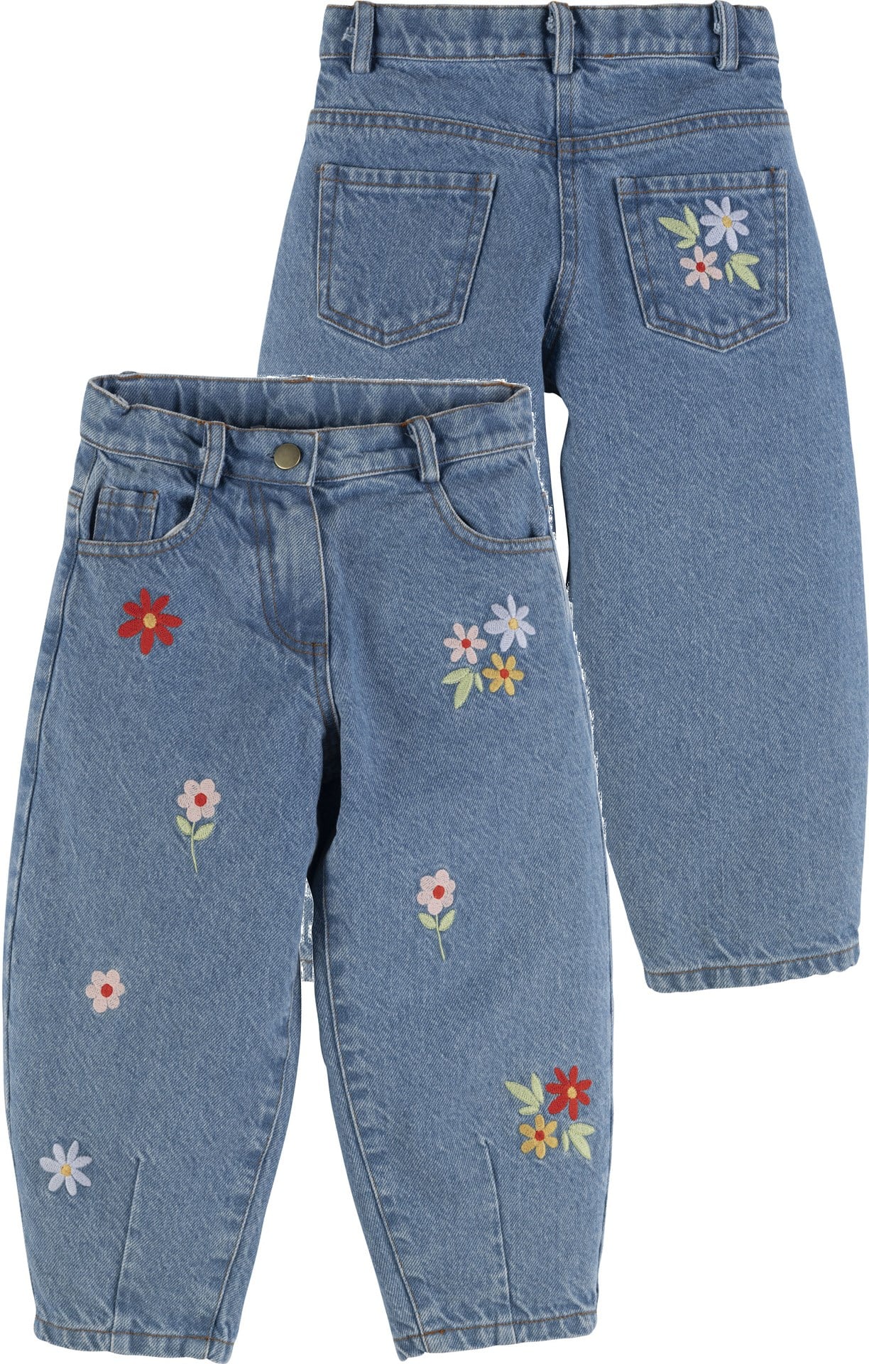 Çiçekli Kot Pantolon 19266