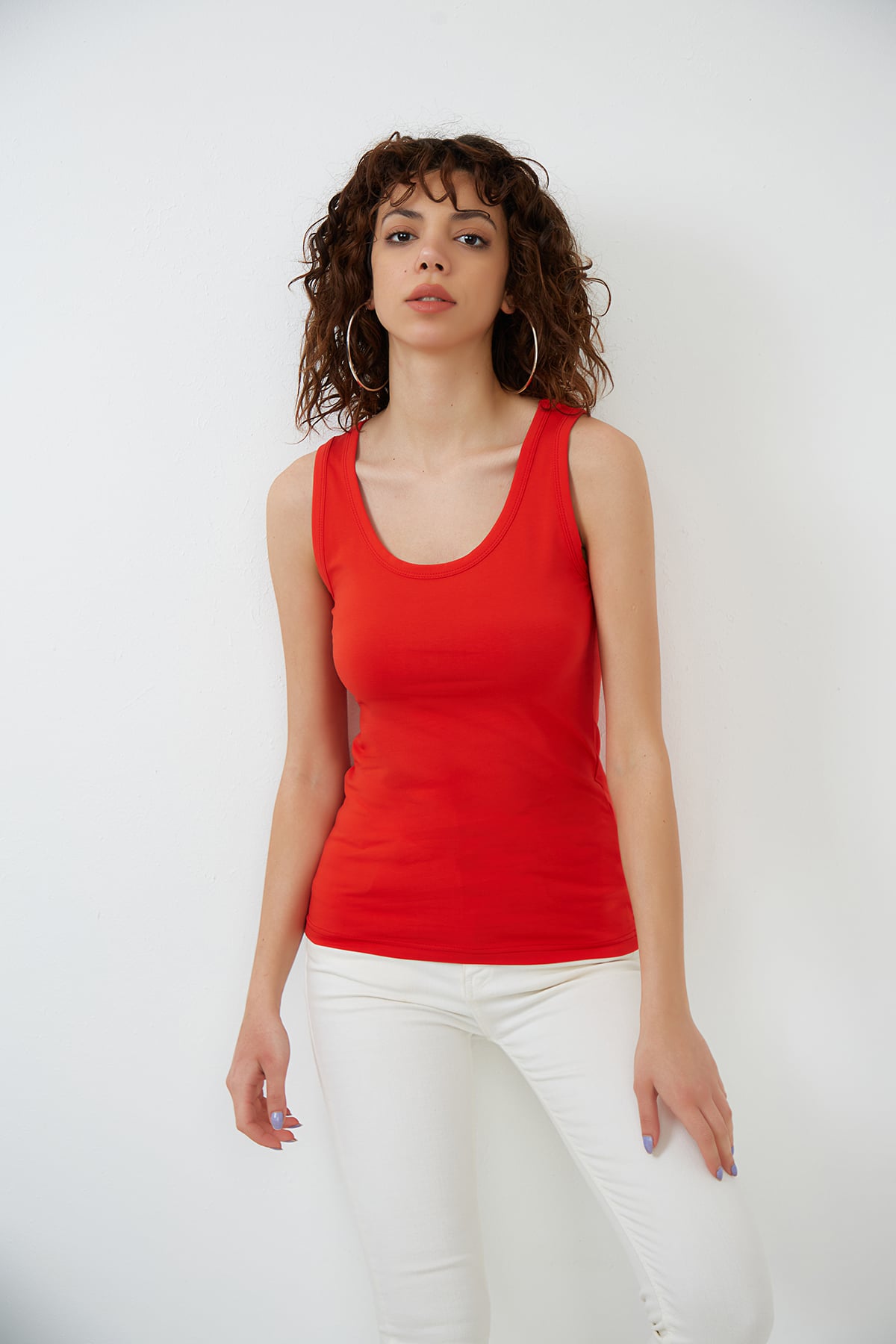 Kırmızı Kalın Askılı Örme Süprem Atlet ND-26202