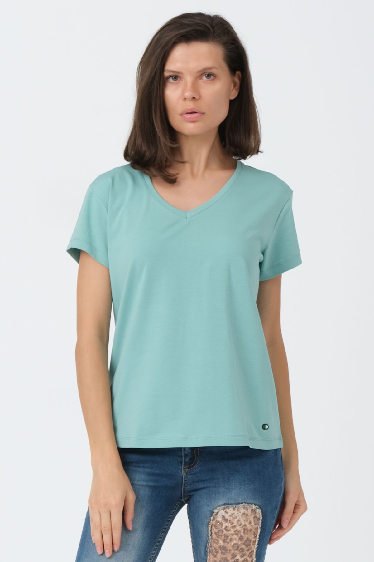 Mint V Yaka Basic T-shirt ND-2003