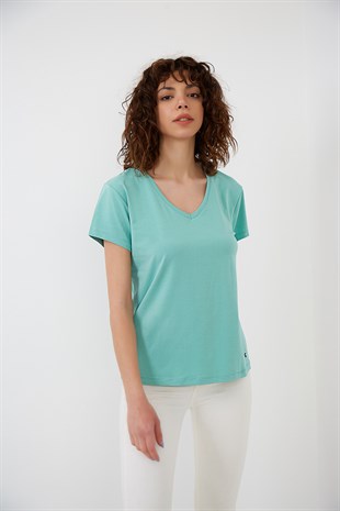 Mint V Yaka Basic T-shirt YND-2003