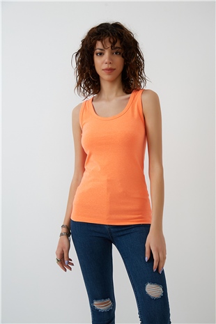 Neon Oranj Kalın Askılı Örme Süprem Atlet ND-26202