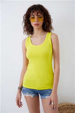 Sarı Kalın Askılı Örme Süprem Atlet ND-26202