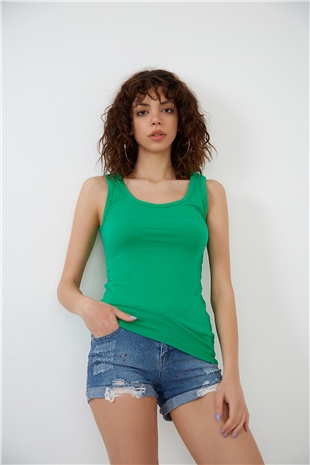 Yeşil Kalın Askılı Örme Süprem Atlet ND-26202