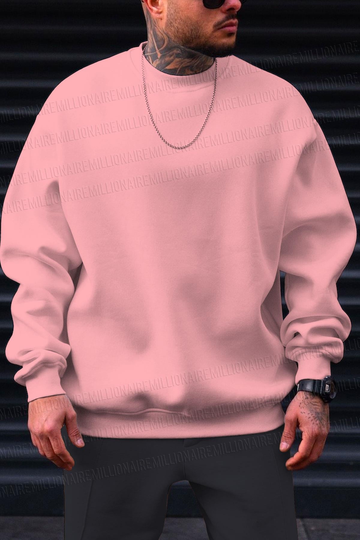 Düz Basic Baskısız Sıfır Bisiklet Yaka Oversize Salaş Sweatshirt Sweat