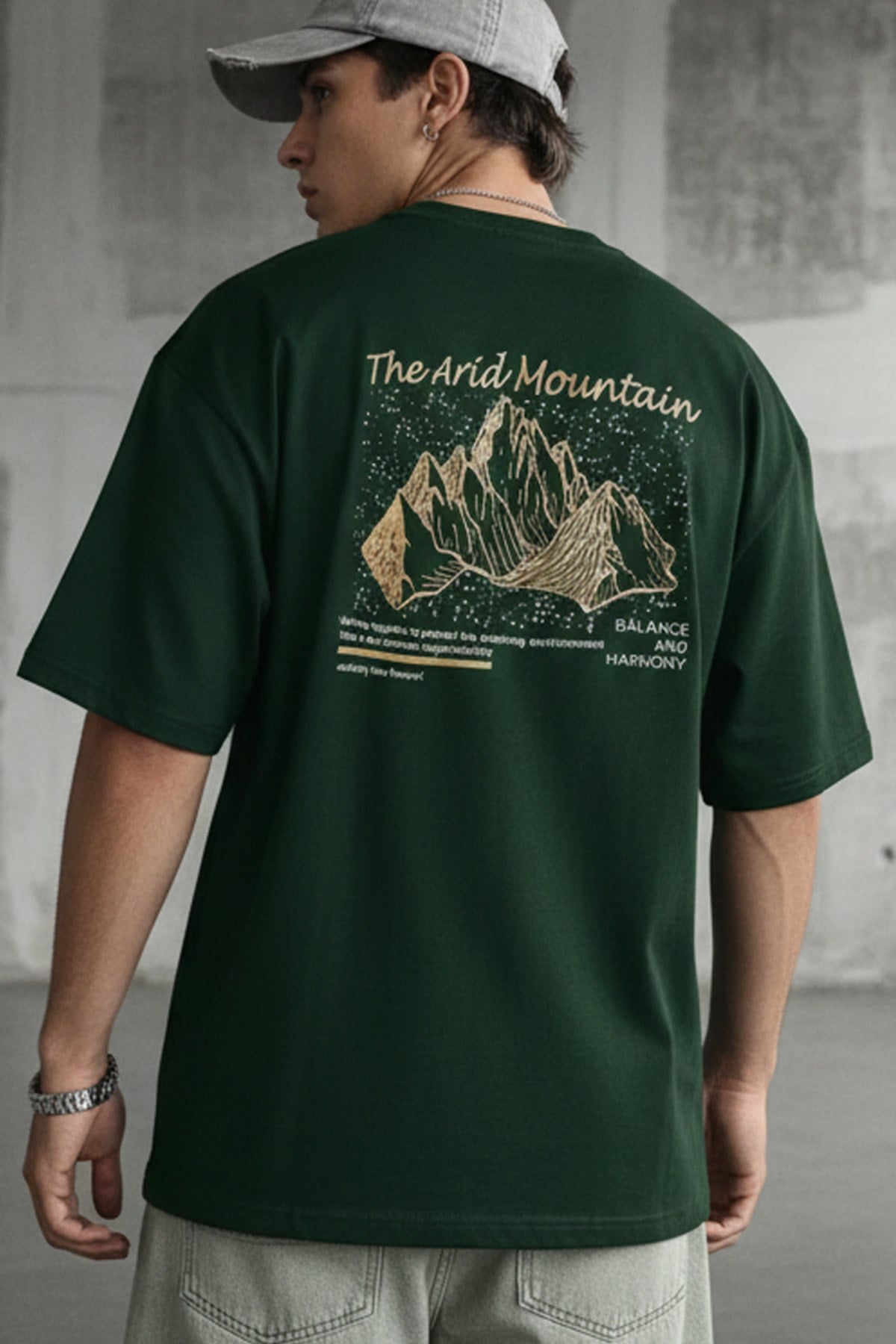 Erkek Arid Mountain Yeşil Oversize Salas Boyfriend T-Shirt