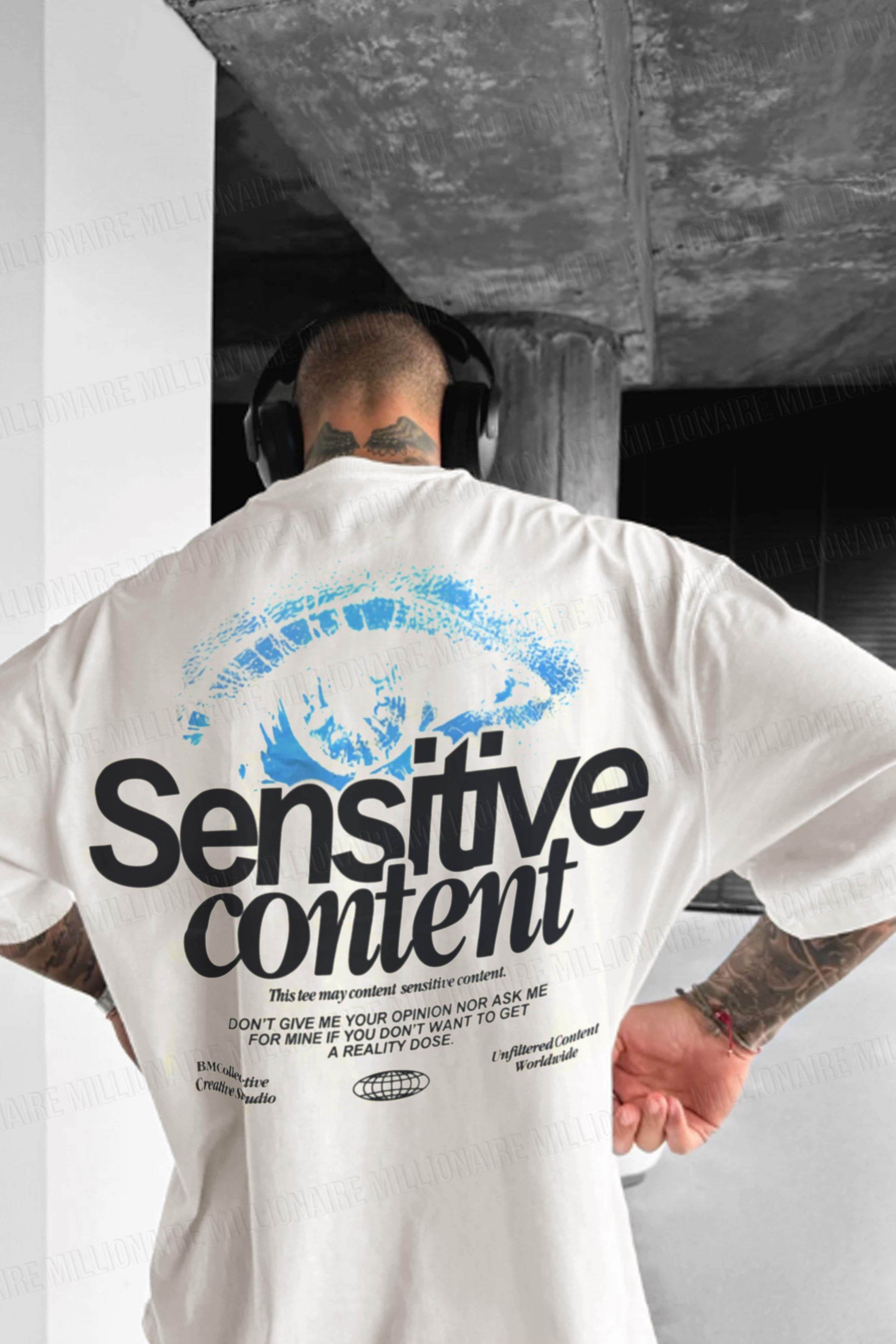 Erkek Göz Baskılı Sensitive Oversize Fit Bol Geniş Kalıp Salaş Kesim T-shirt